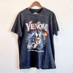 Marvel Venom Lethal Protector Graphic Tee Acid Wash Black Shirt L Heavyweight
